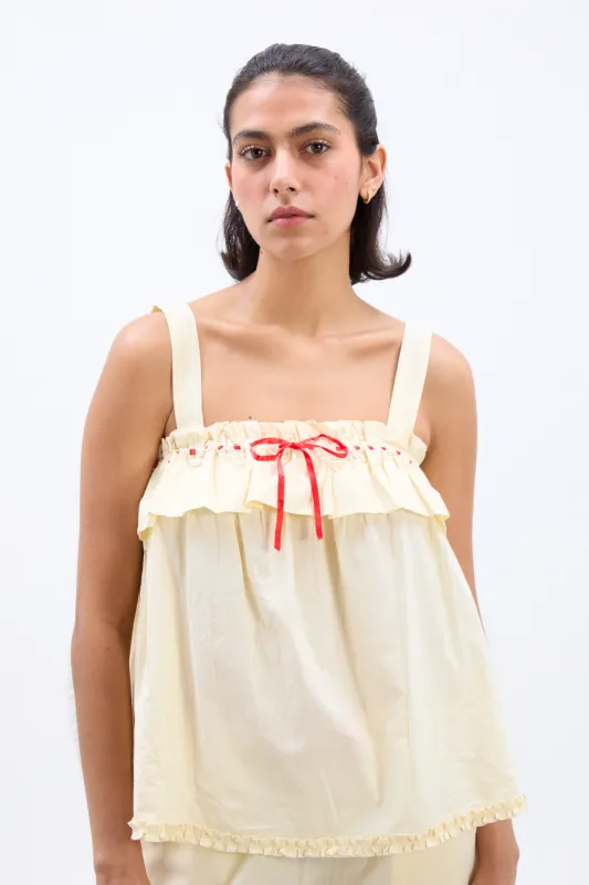 tula wide strap smock cami - butter/red sold by Damson Madder