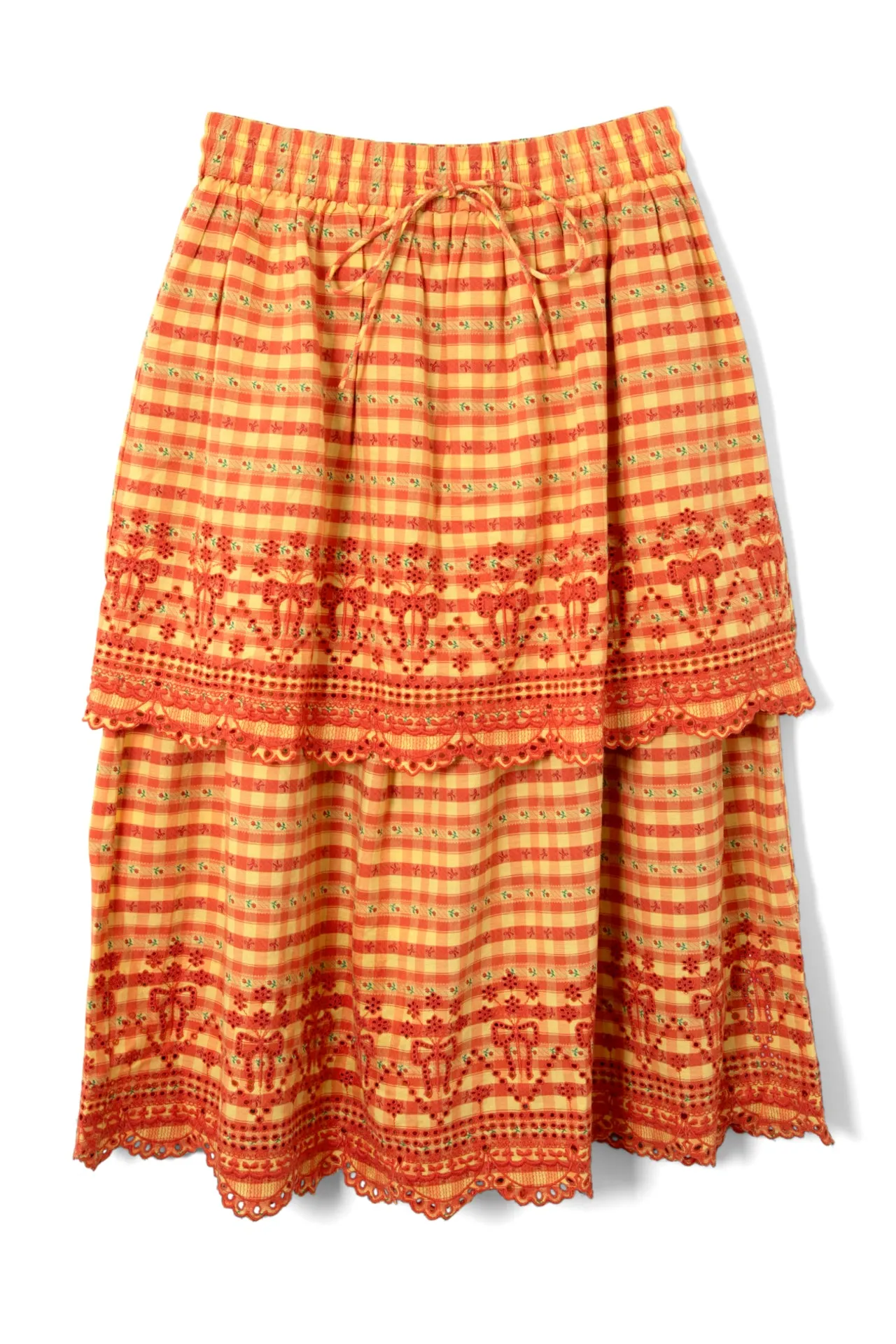 cosette rara midi skirt - orange gingham sold by Damson Madder product image thumbnail 5
