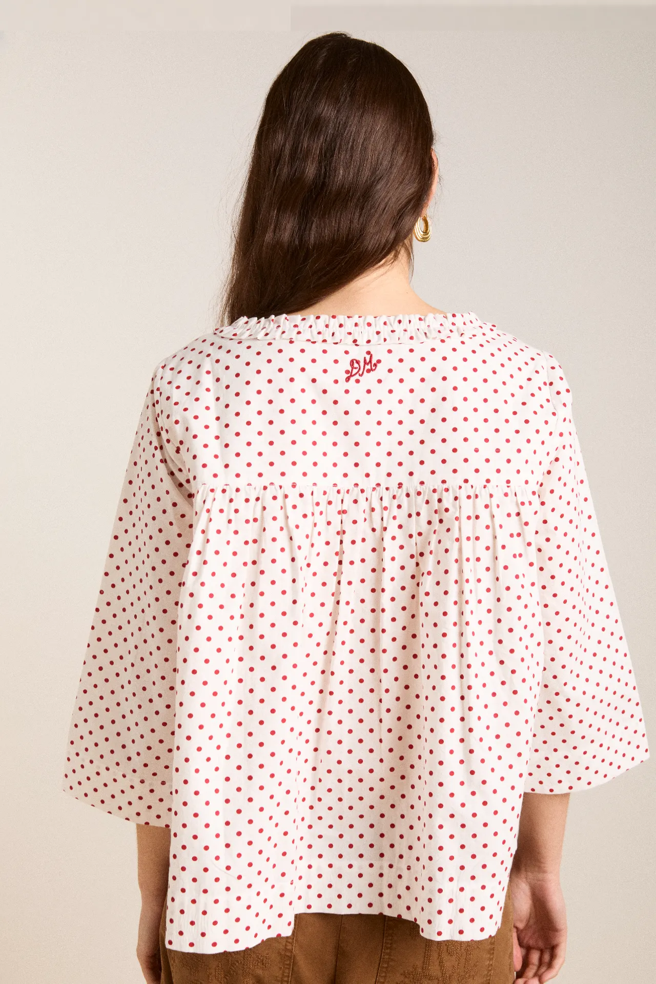 leilani blouse - off white and red spot sold by Damson Madder product image thumbnail 5
