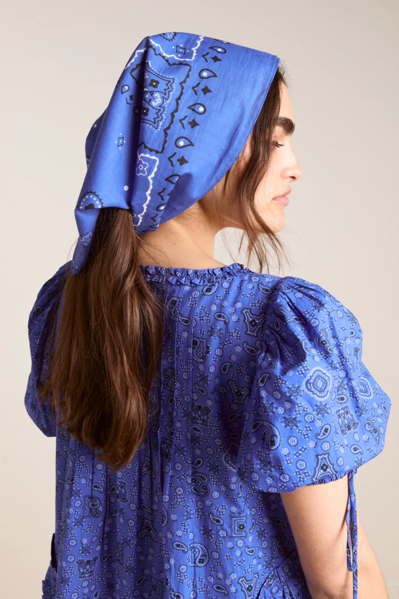 multi use bandana - blue paisley sold by Damson Madder product image thumbnail 3