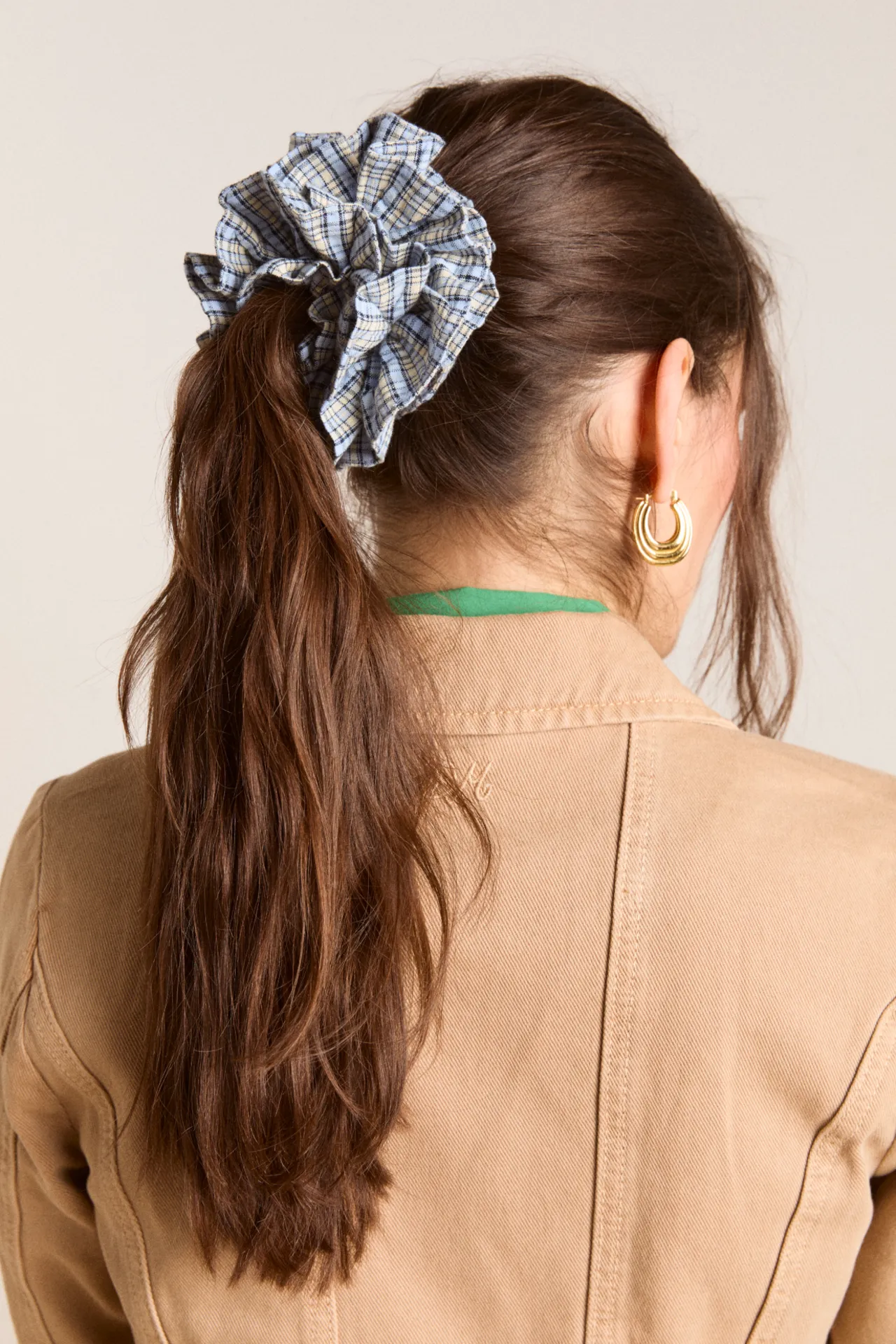 garter scrunchie- cloudy check sold by Damson Madder product image thumbnail 2