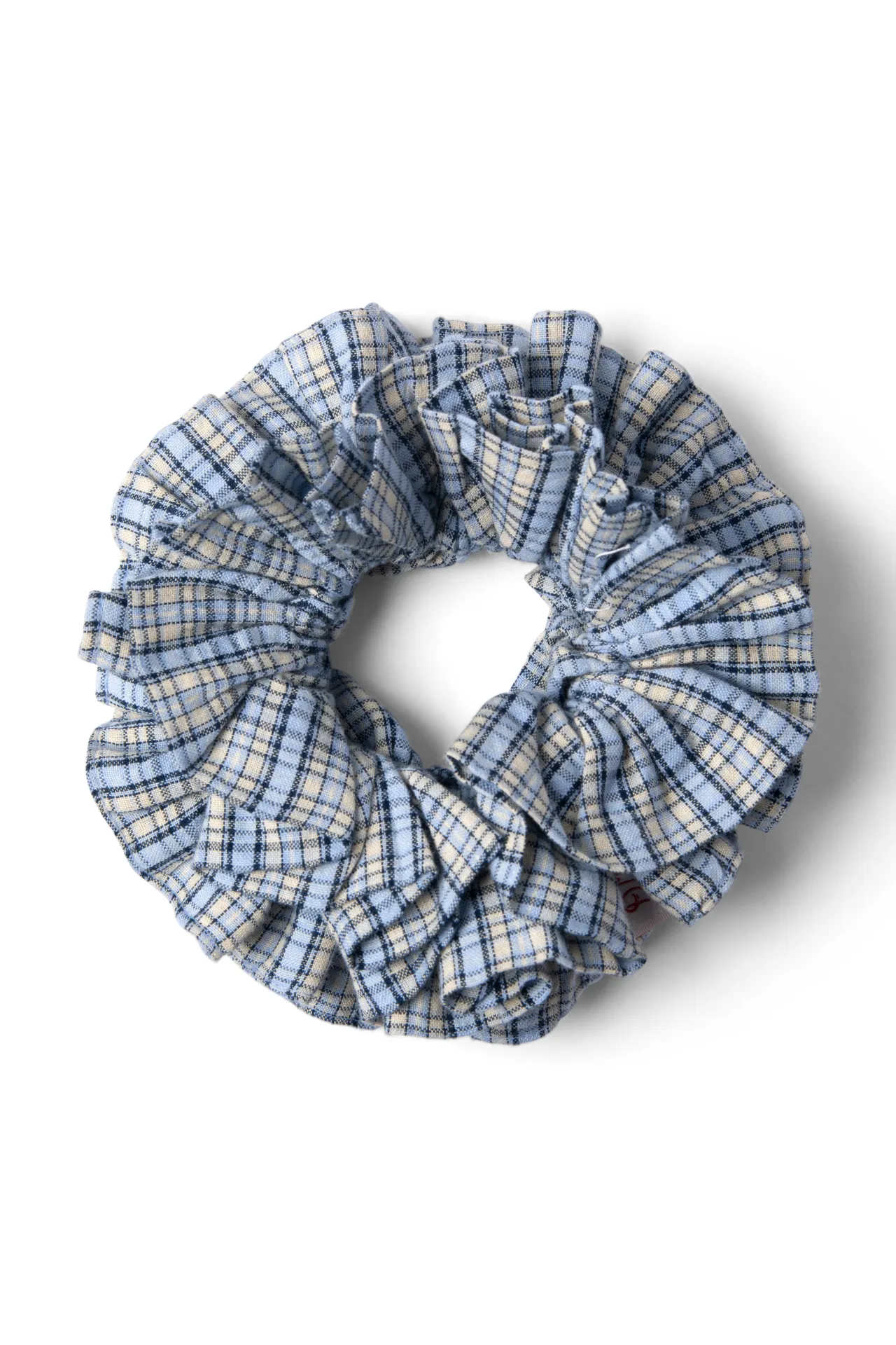 garter scrunchie- cloudy check sold by Damson Madder product image thumbnail 3