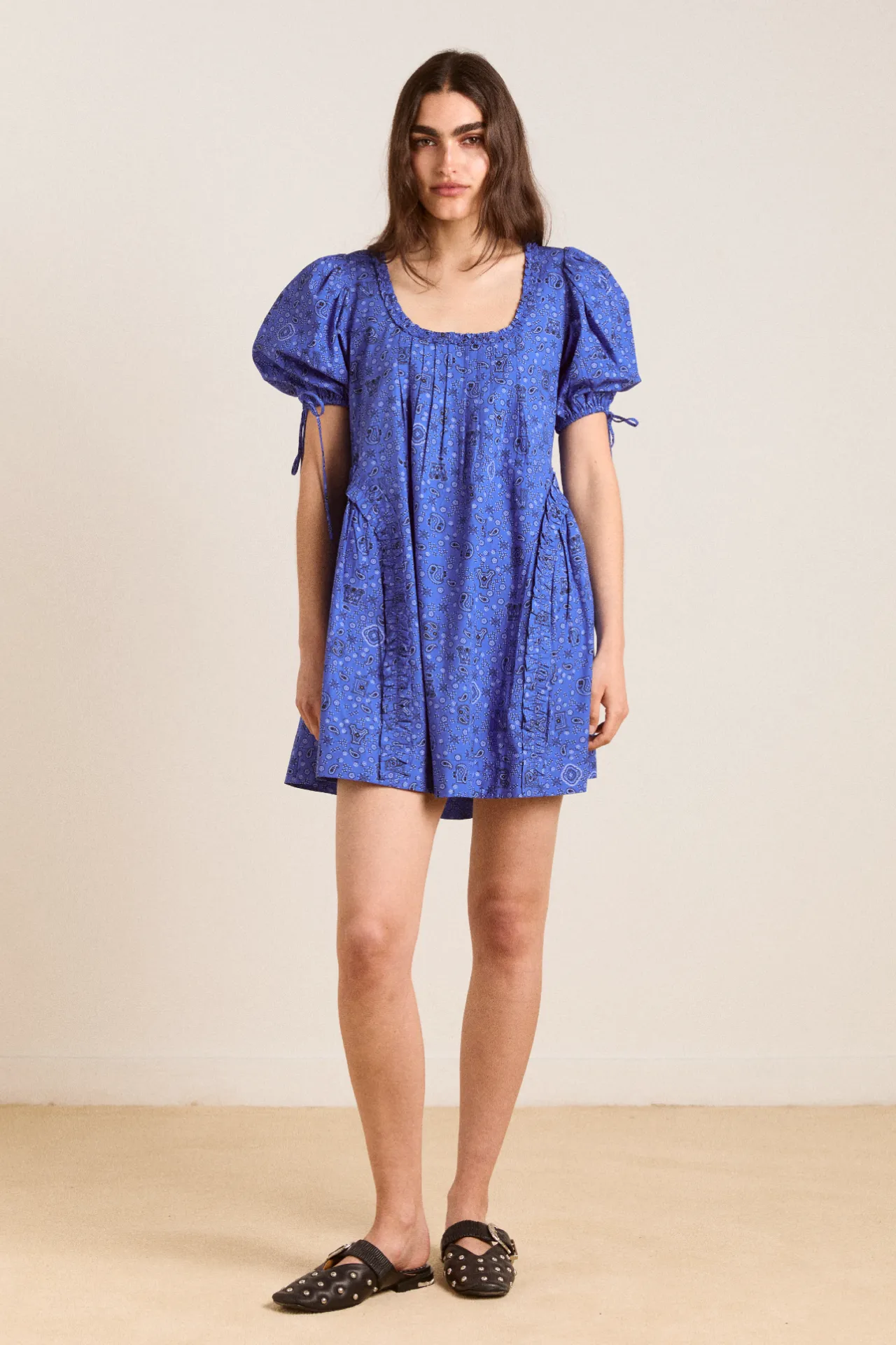meri mini dress - blue paisley sold by Damson Madder