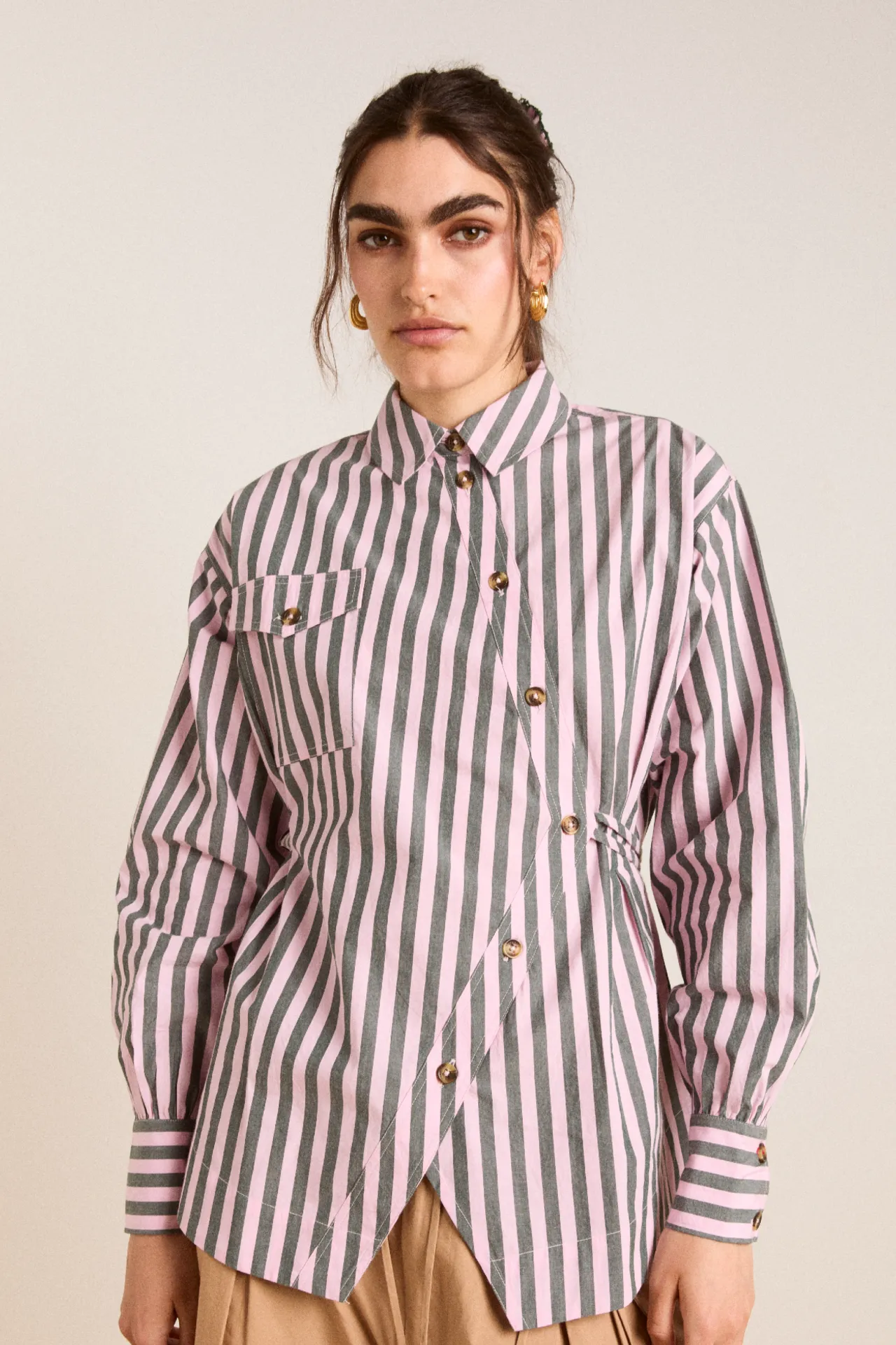 lux shirt - garden stripe sold by Damson Madder