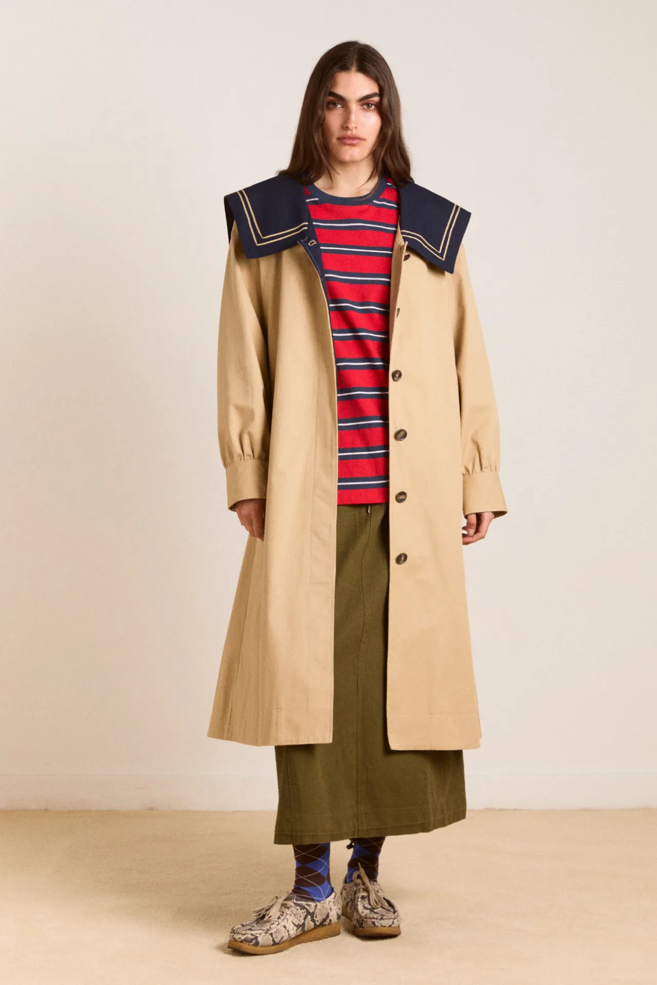Ella Trench - Navy Tan sold by Damson Madder product image thumbnail 2