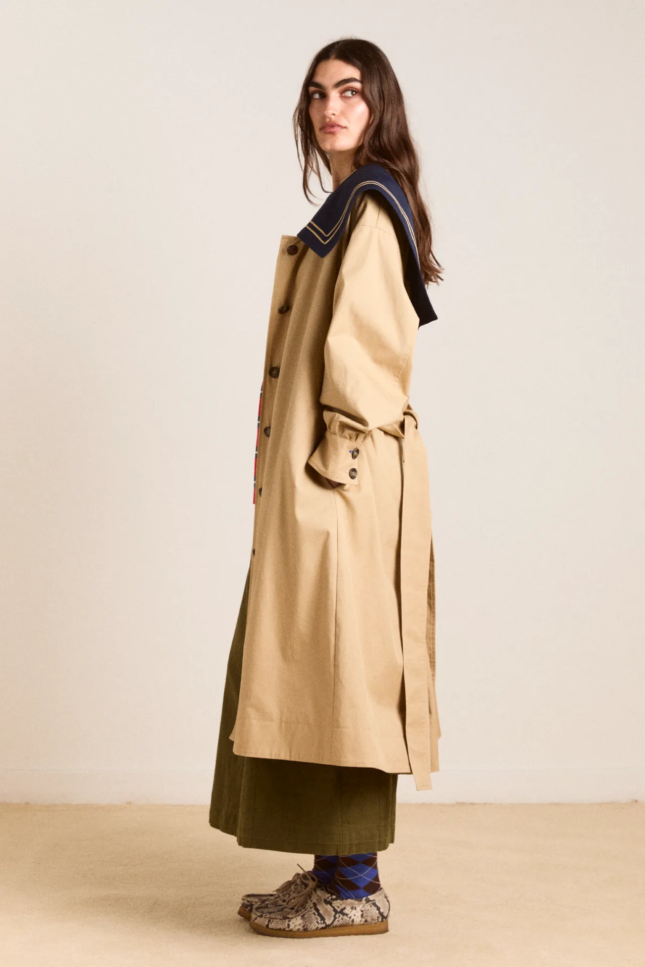 Ella Trench - Navy Tan sold by Damson Madder product image thumbnail 5