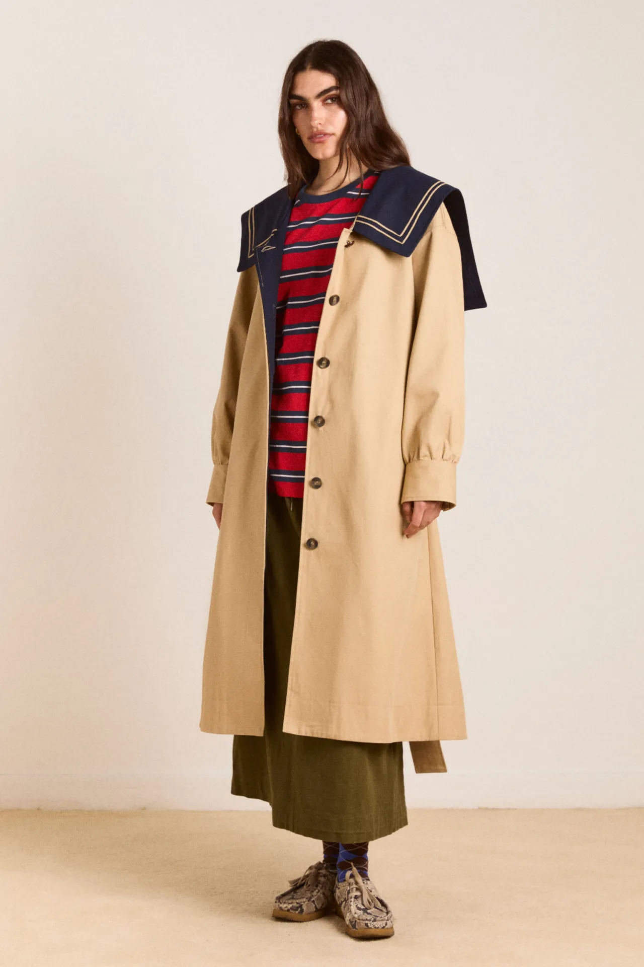 Ella Trench - Navy Tan sold by Damson Madder product image thumbnail 4