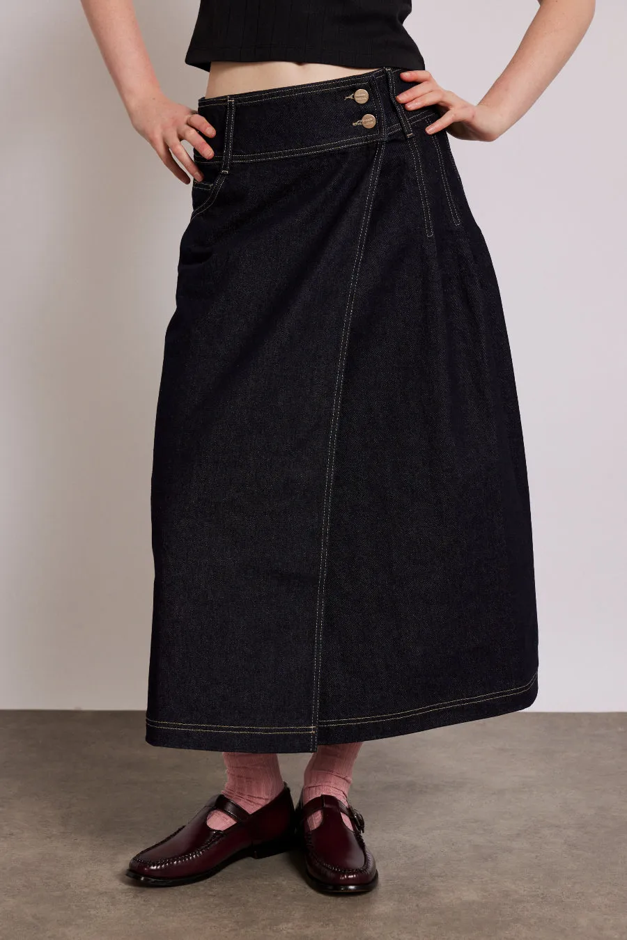 raye denim skirt - dark indigo sold by Damson Madder product image thumbnail 2