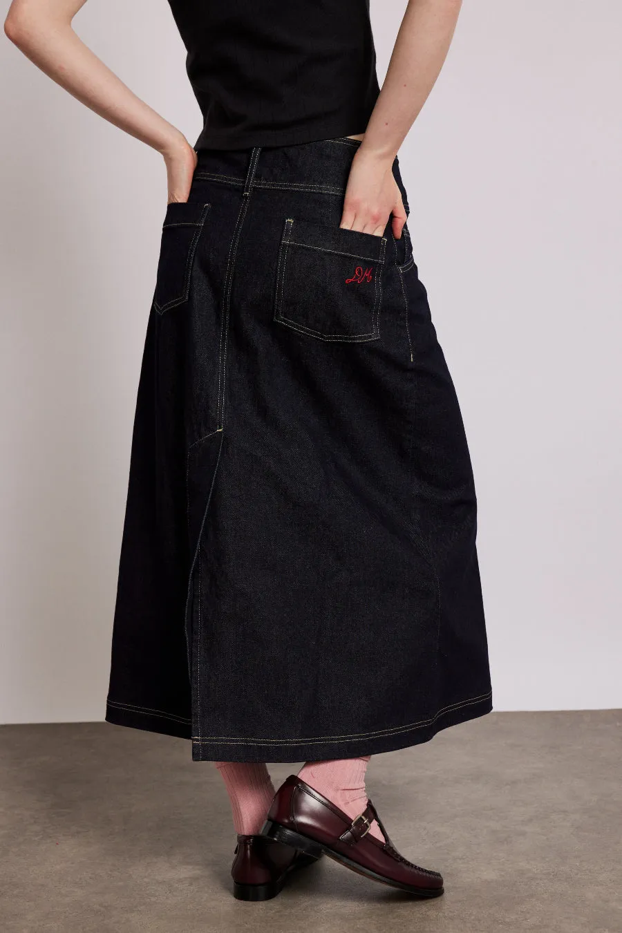 raye denim skirt - dark indigo sold by Damson Madder product image thumbnail 4
