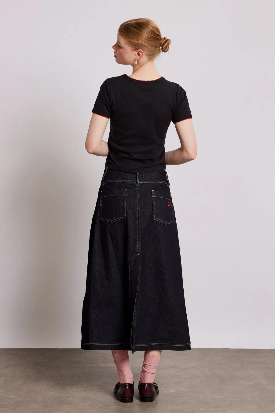 raye denim skirt - dark indigo sold by Damson Madder product image thumbnail 3