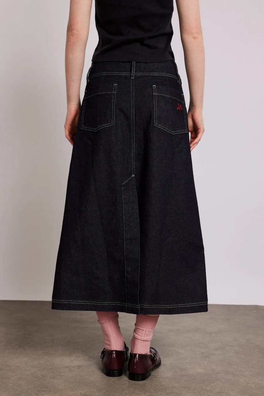 raye denim skirt - dark indigo sold by Damson Madder product image thumbnail 5