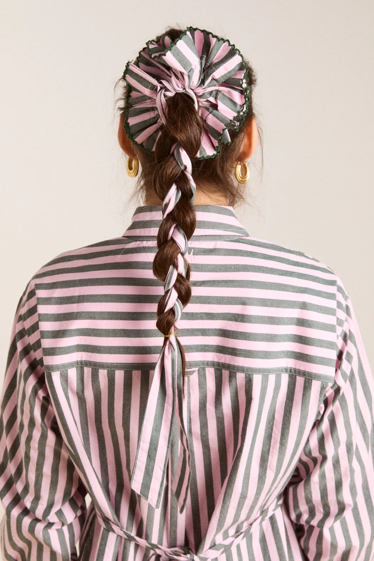 garter bun wrap - garden tulle stripe sold by Damson Madder