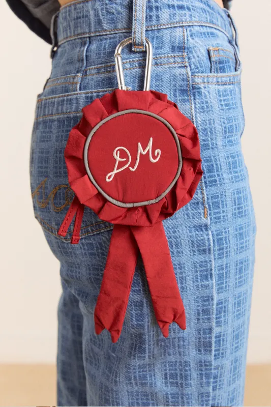rosette pouch bag charm purse - red sold by Damson Madder