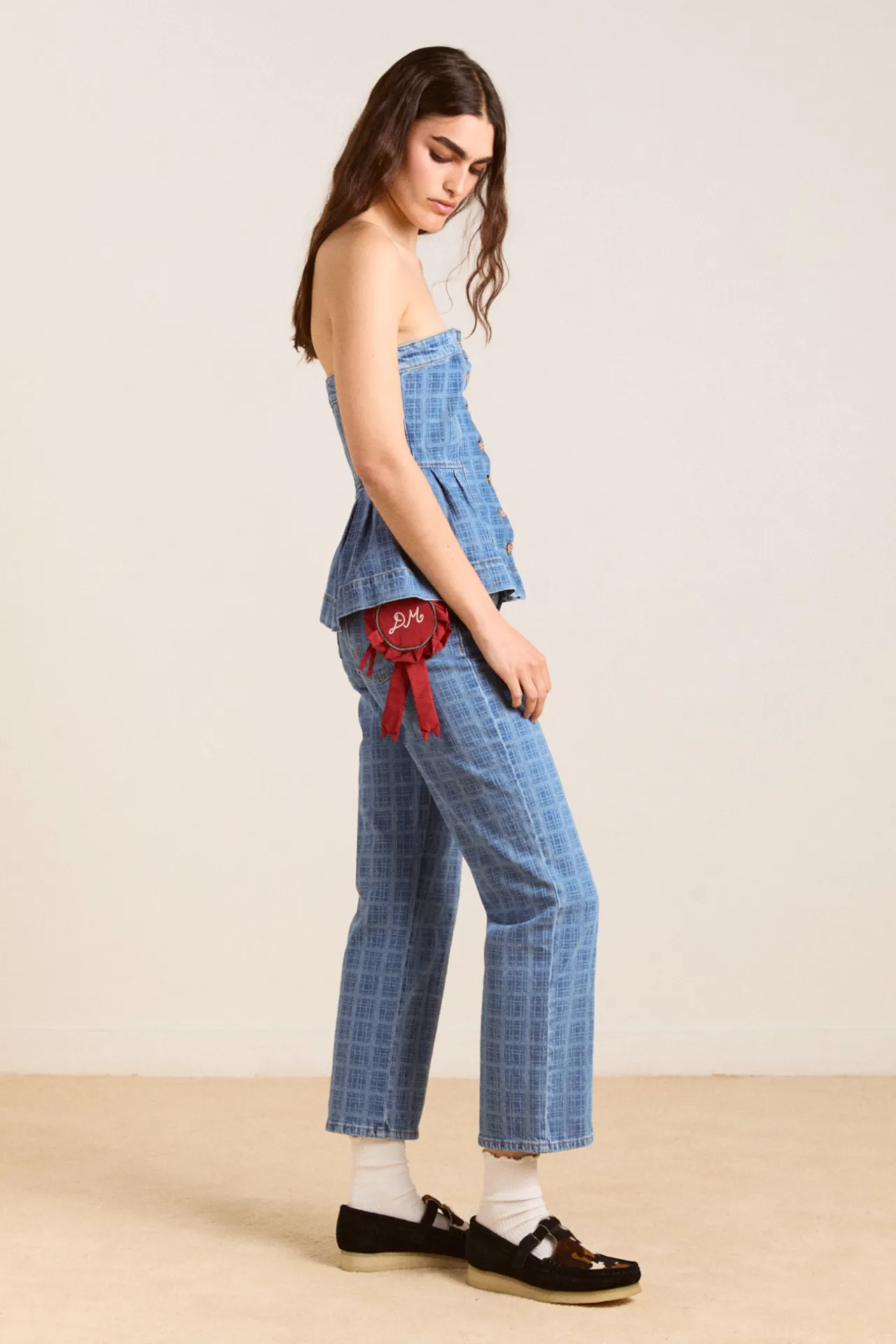 rosette pouch bag charm purse - red sold by Damson Madder product image thumbnail 4