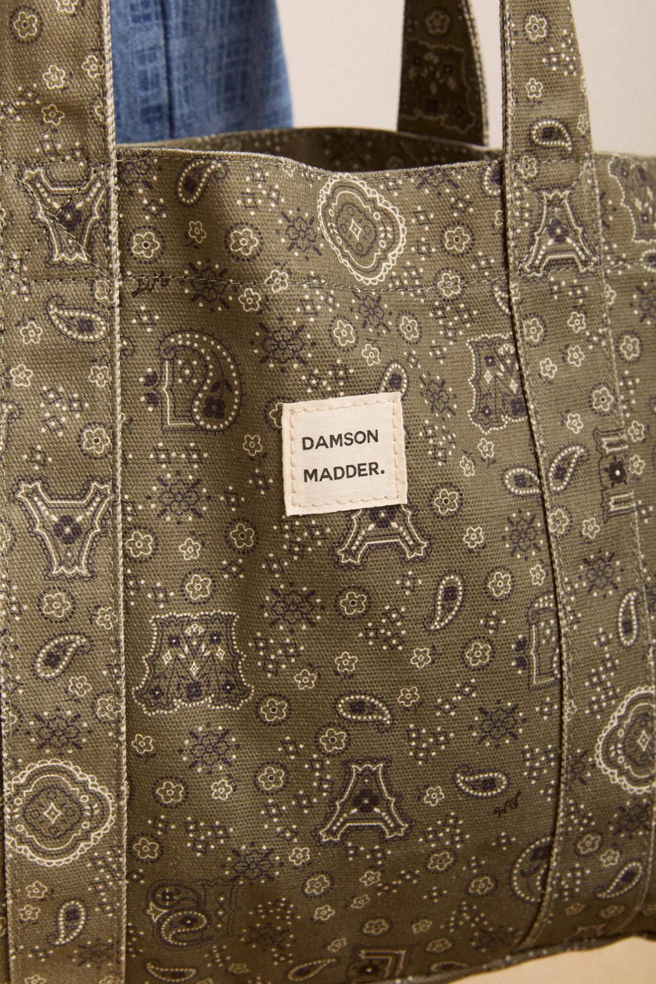 dm canvas tote - olive paisley print sold by Damson Madder product image thumbnail 4