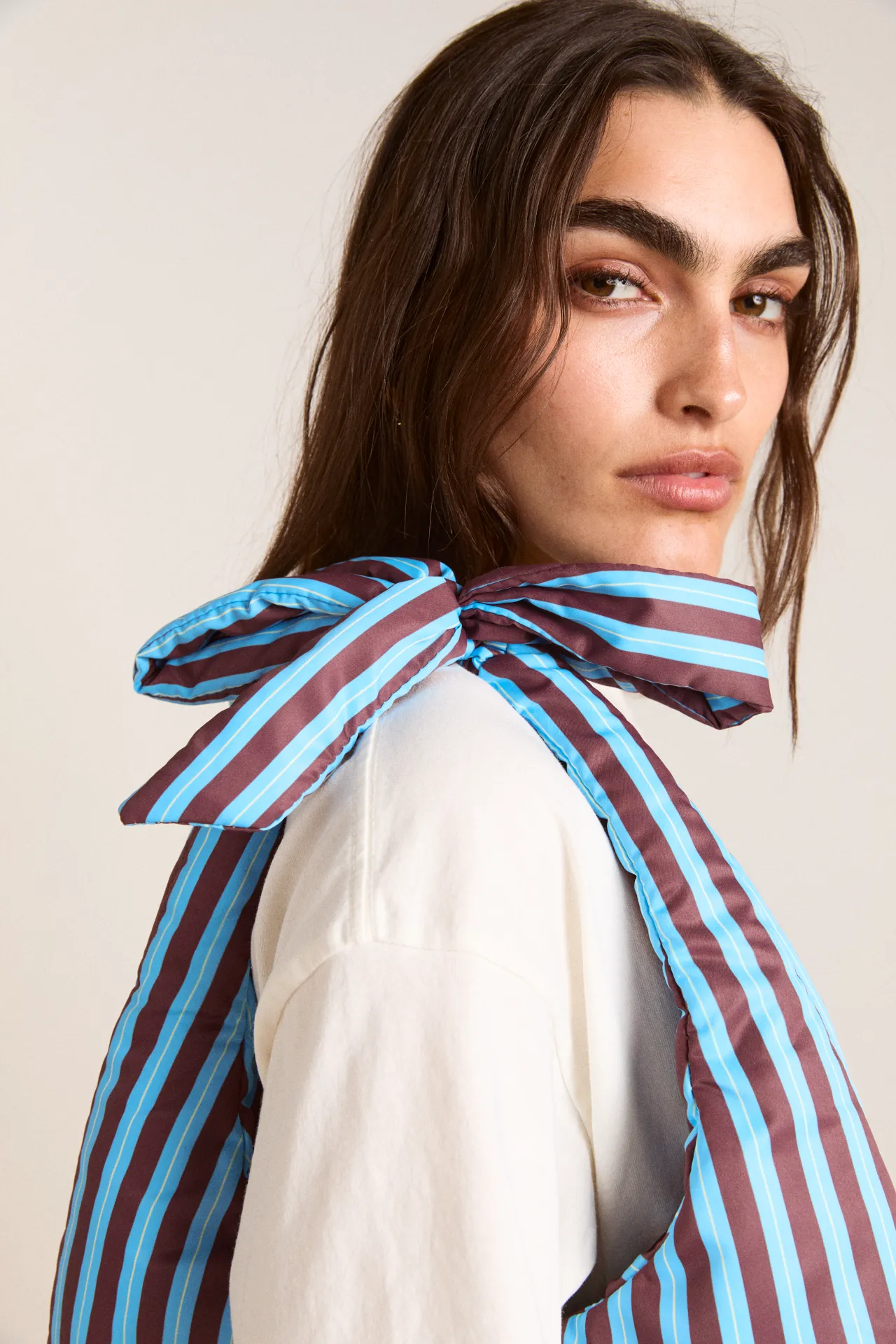 minimal quinn bag - choc stripe sold by Damson Madder product image thumbnail 3