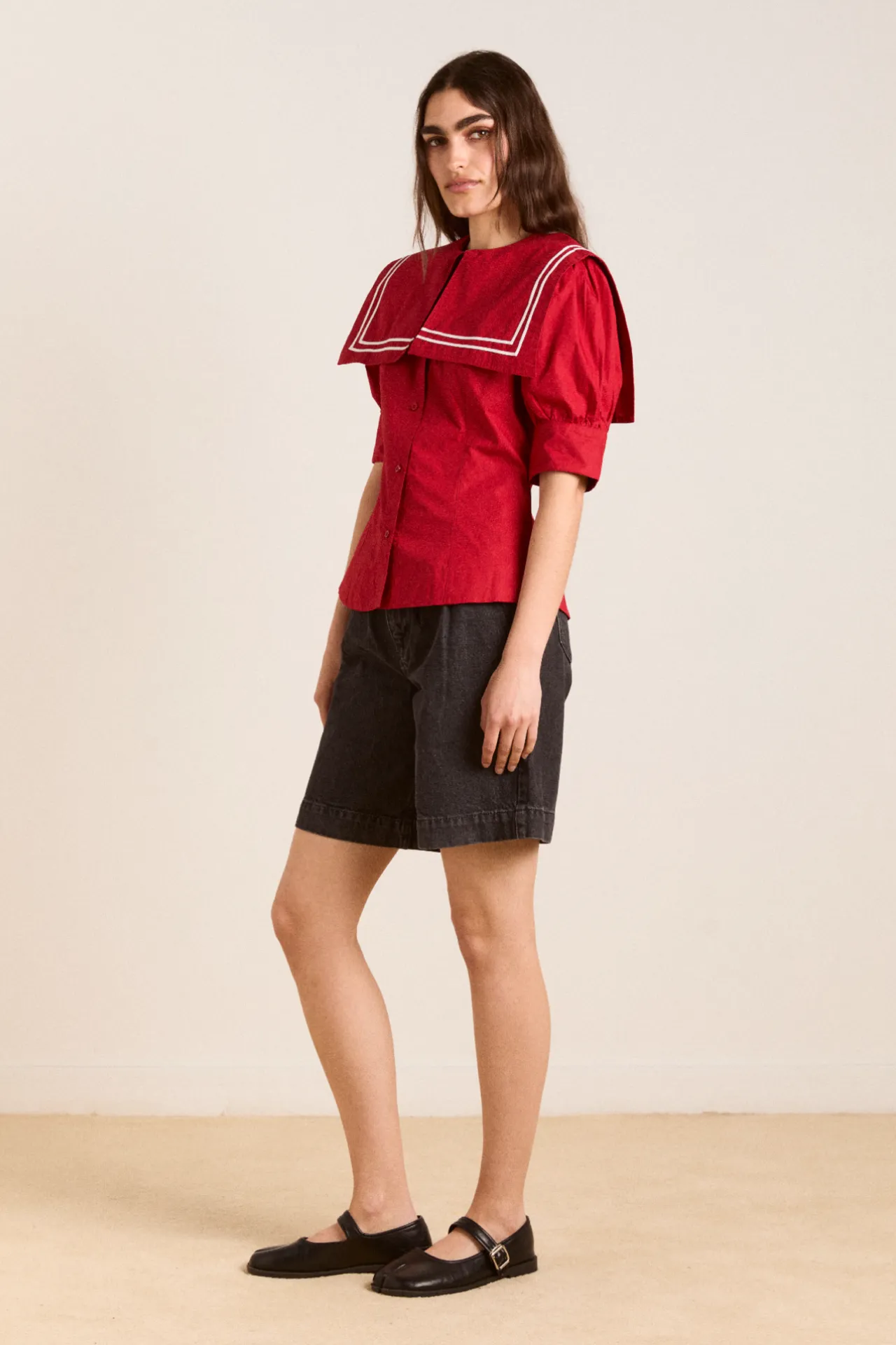 keisha blouse - cherry red sold by Damson Madder product image thumbnail 4