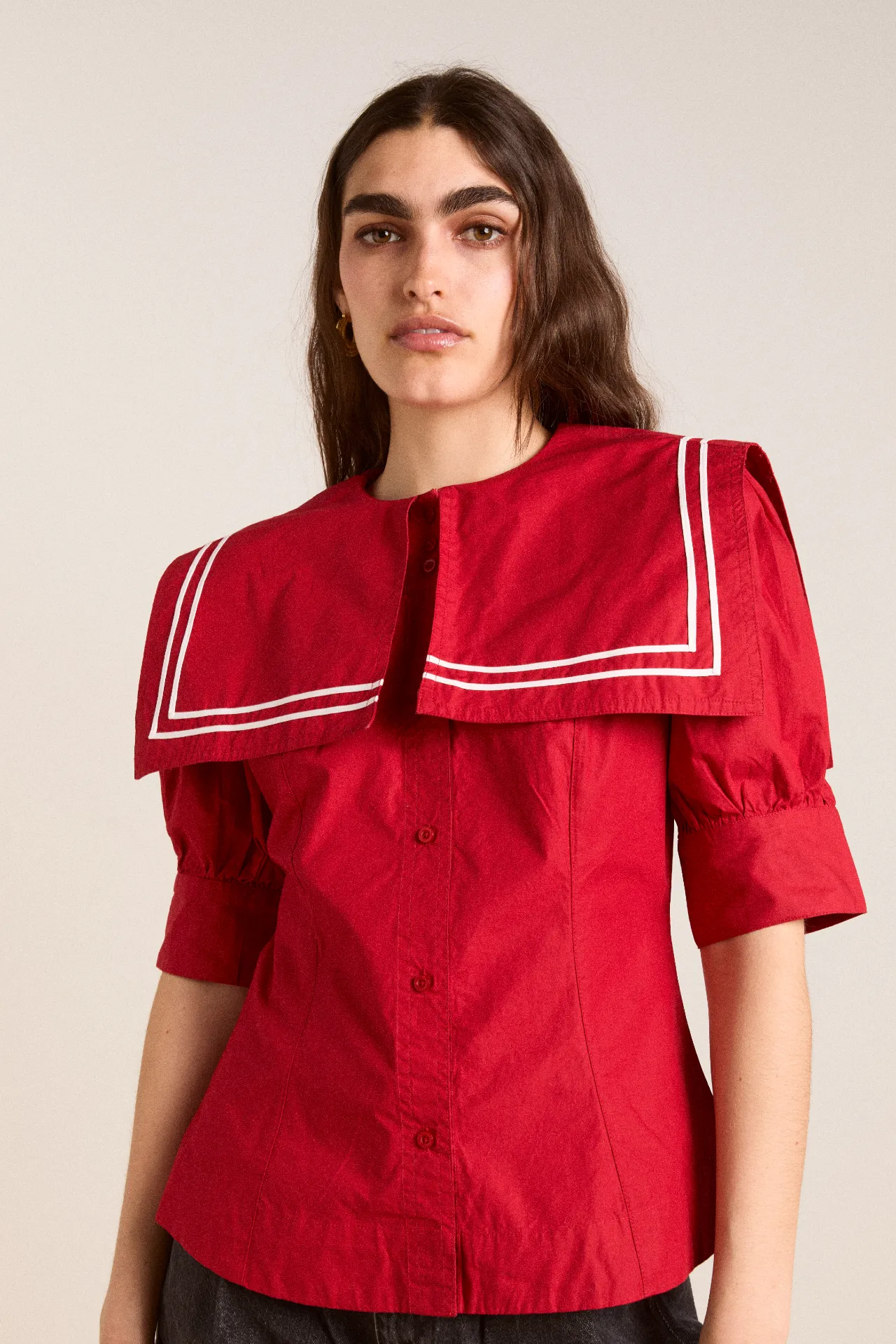 keisha blouse - cherry red sold by Damson Madder product image thumbnail 2