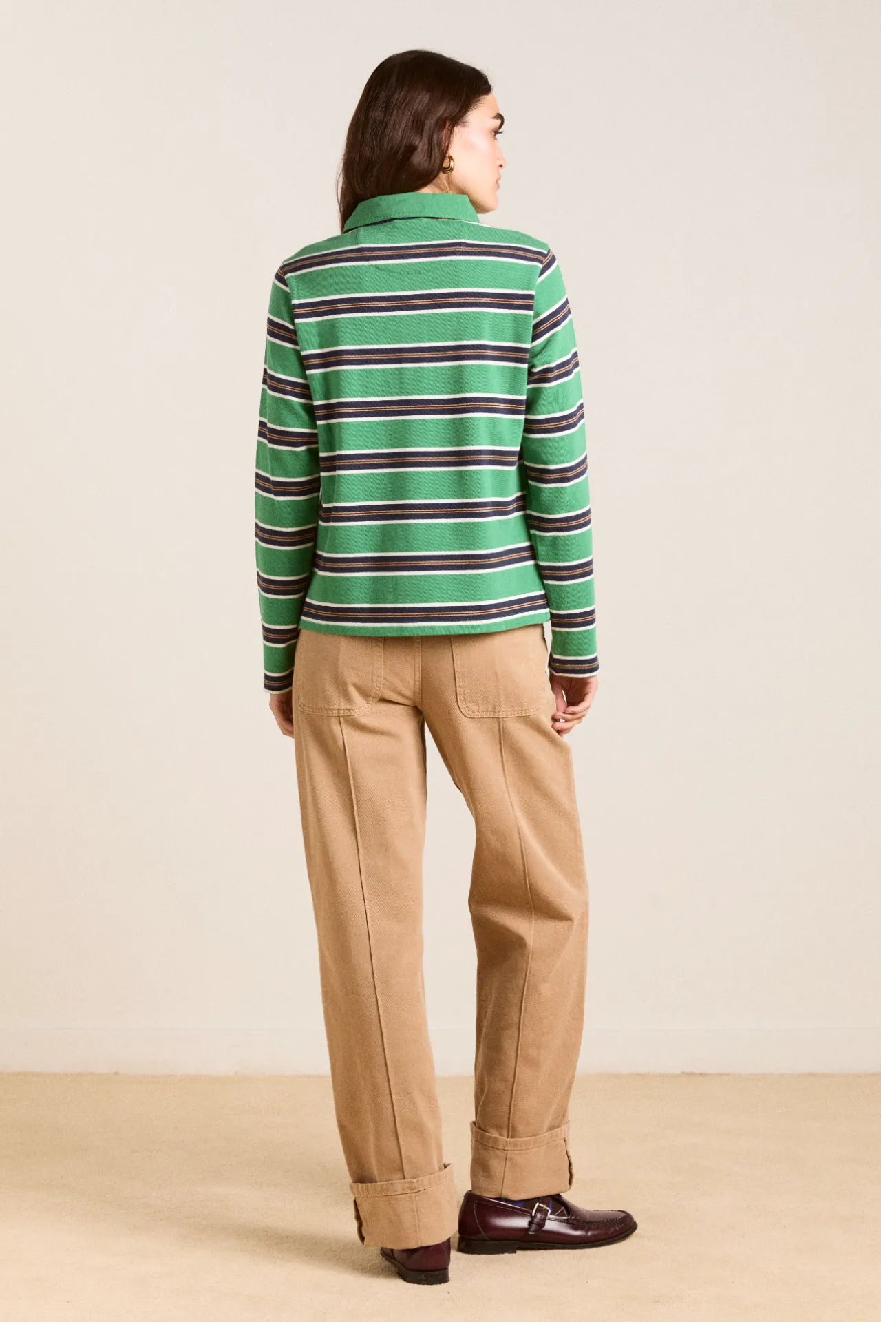 cassia shrunken rugby - green stripe sold by Damson Madder product image thumbnail 5