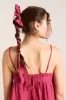 garter bun wrap in berry business stripe sold by Damson Madder
