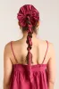 garter bun wrap in berry business stripe sold by Damson Madder