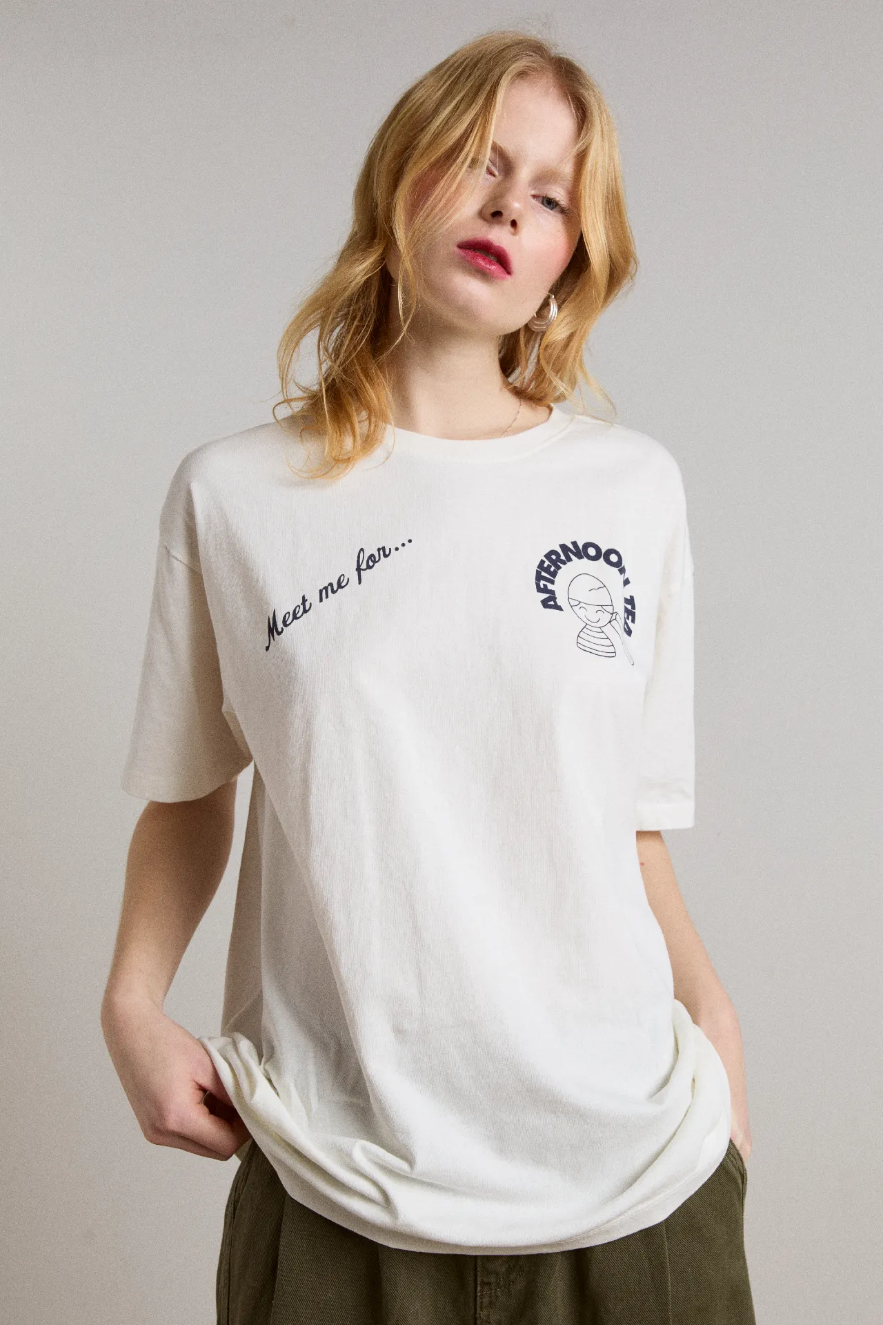 afternoon tea boyfriend tee - white sold by Damson Madder product image thumbnail 2