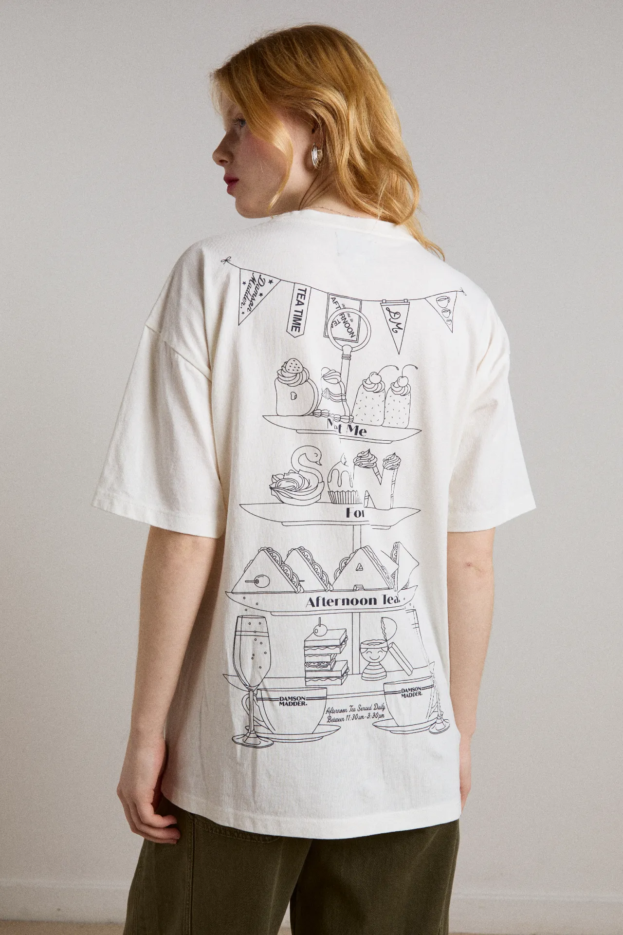 afternoon tea boyfriend tee - white sold by Damson Madder