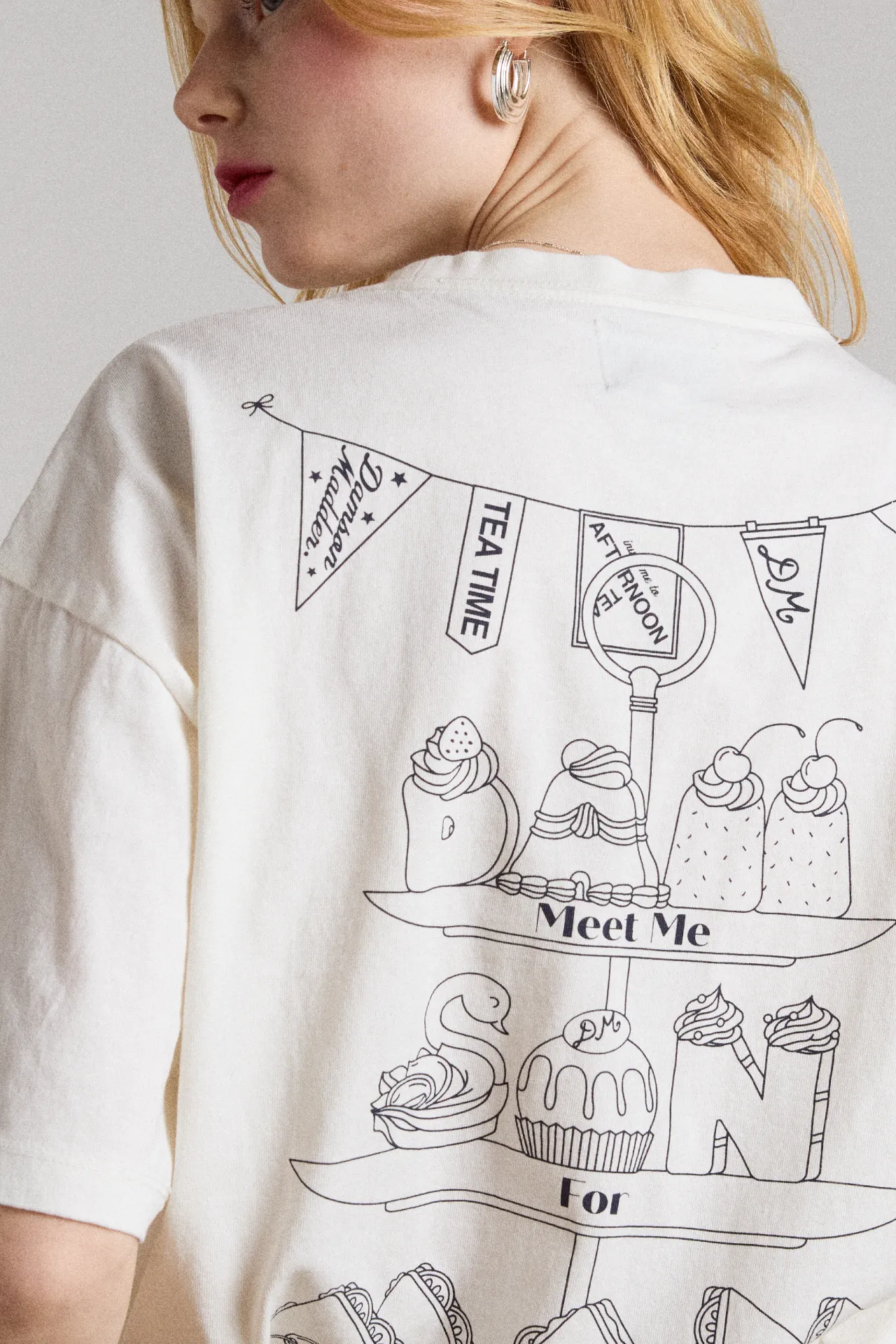 afternoon tea boyfriend tee - white sold by Damson Madder product image thumbnail 3