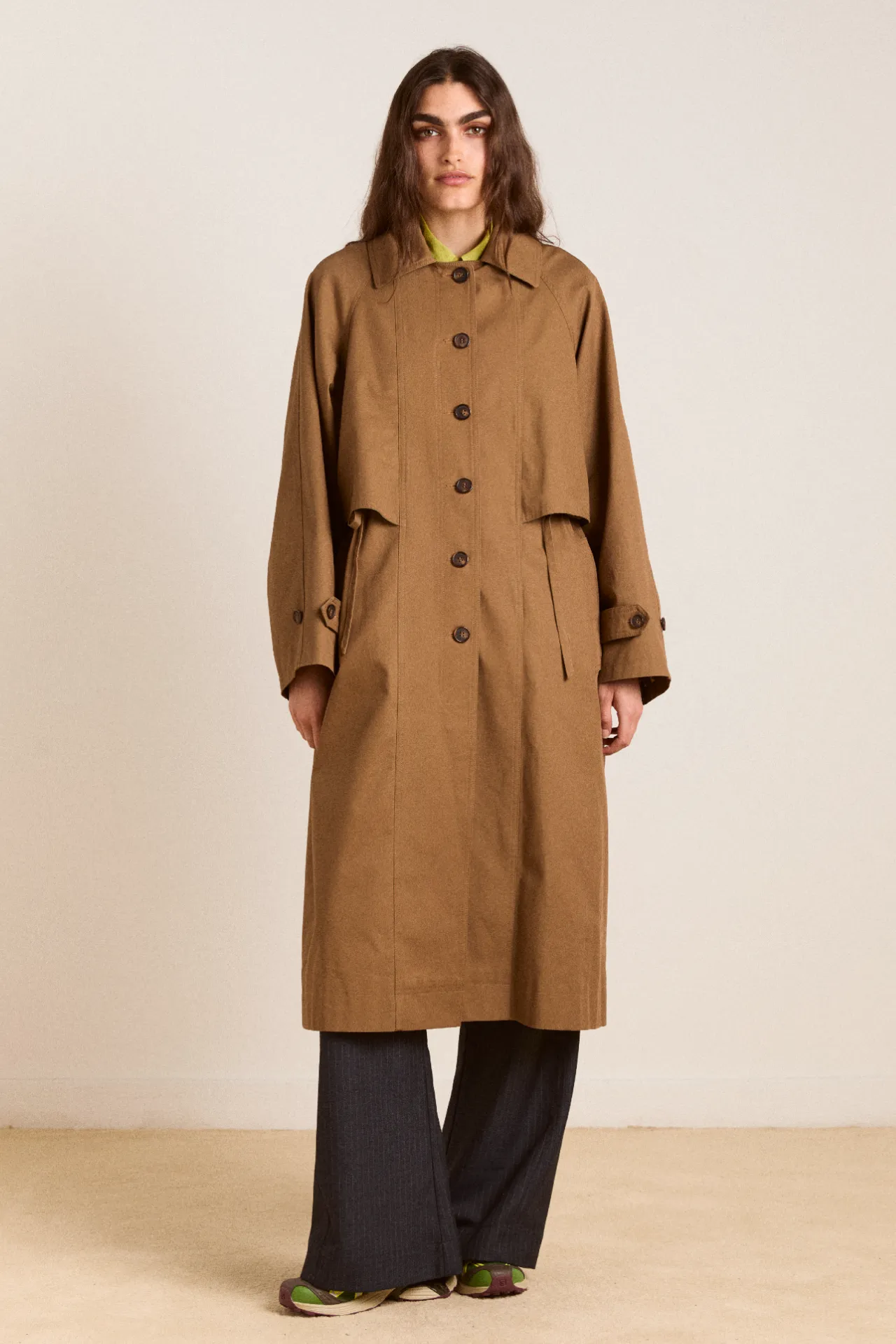 camille trench - mocha sold by Damson Madder