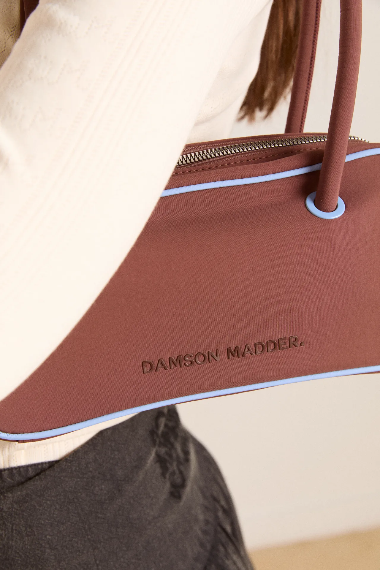 benny mini bowler bag - choc & blue sold by Damson Madder product image thumbnail 5