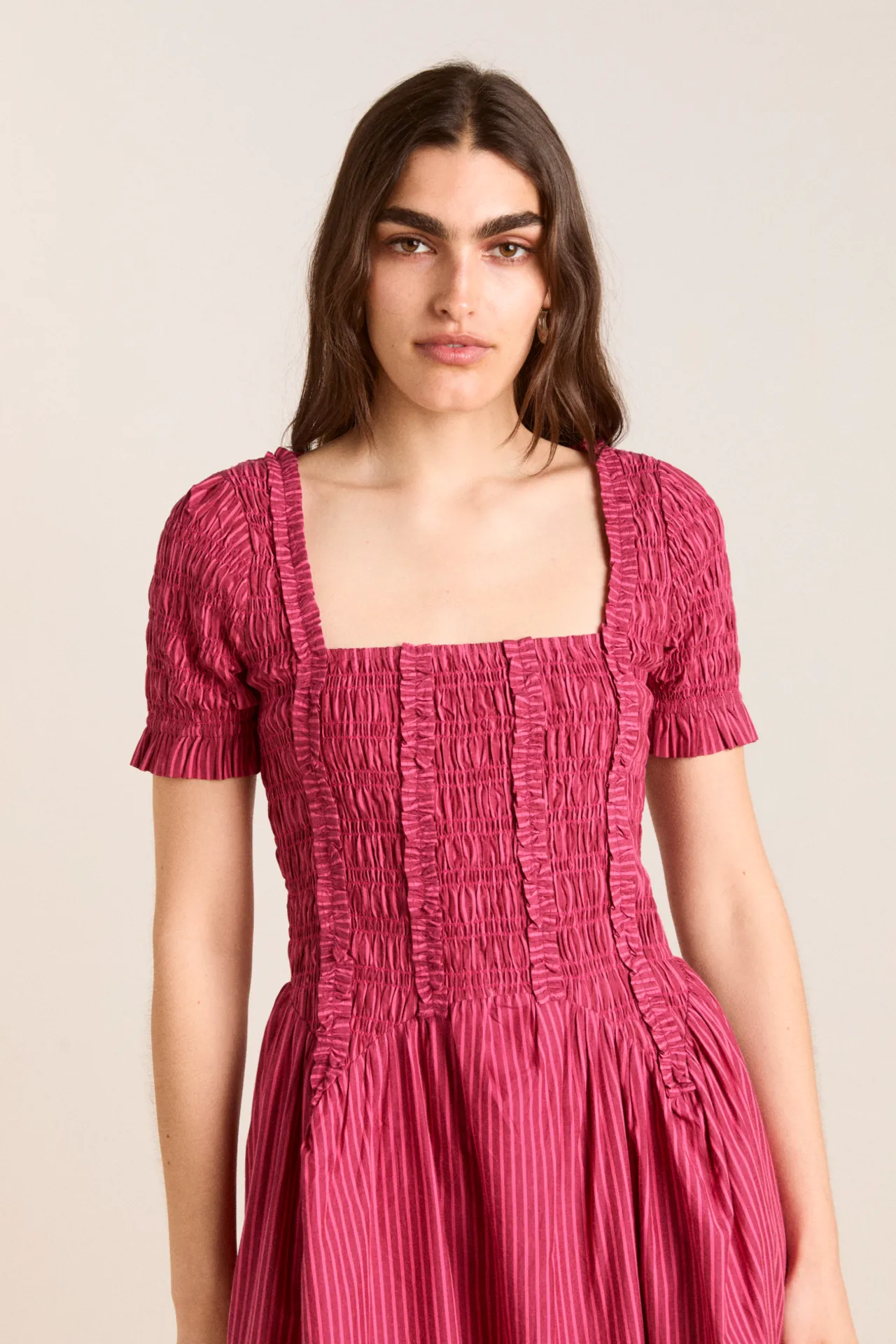 raphaela ruffle midi dress - berry business sold by Damson Madder product image thumbnail 2