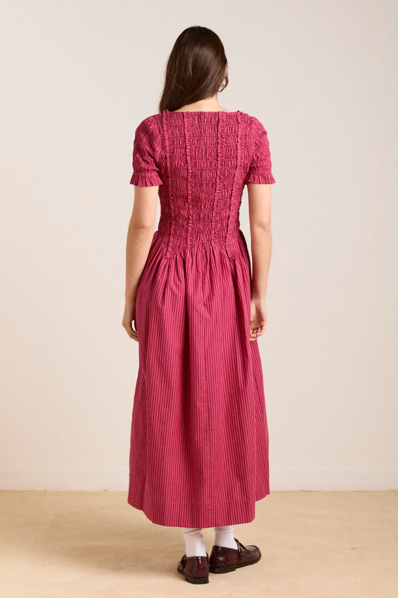 raphaela ruffle midi dress - berry business sold by Damson Madder product image thumbnail 3