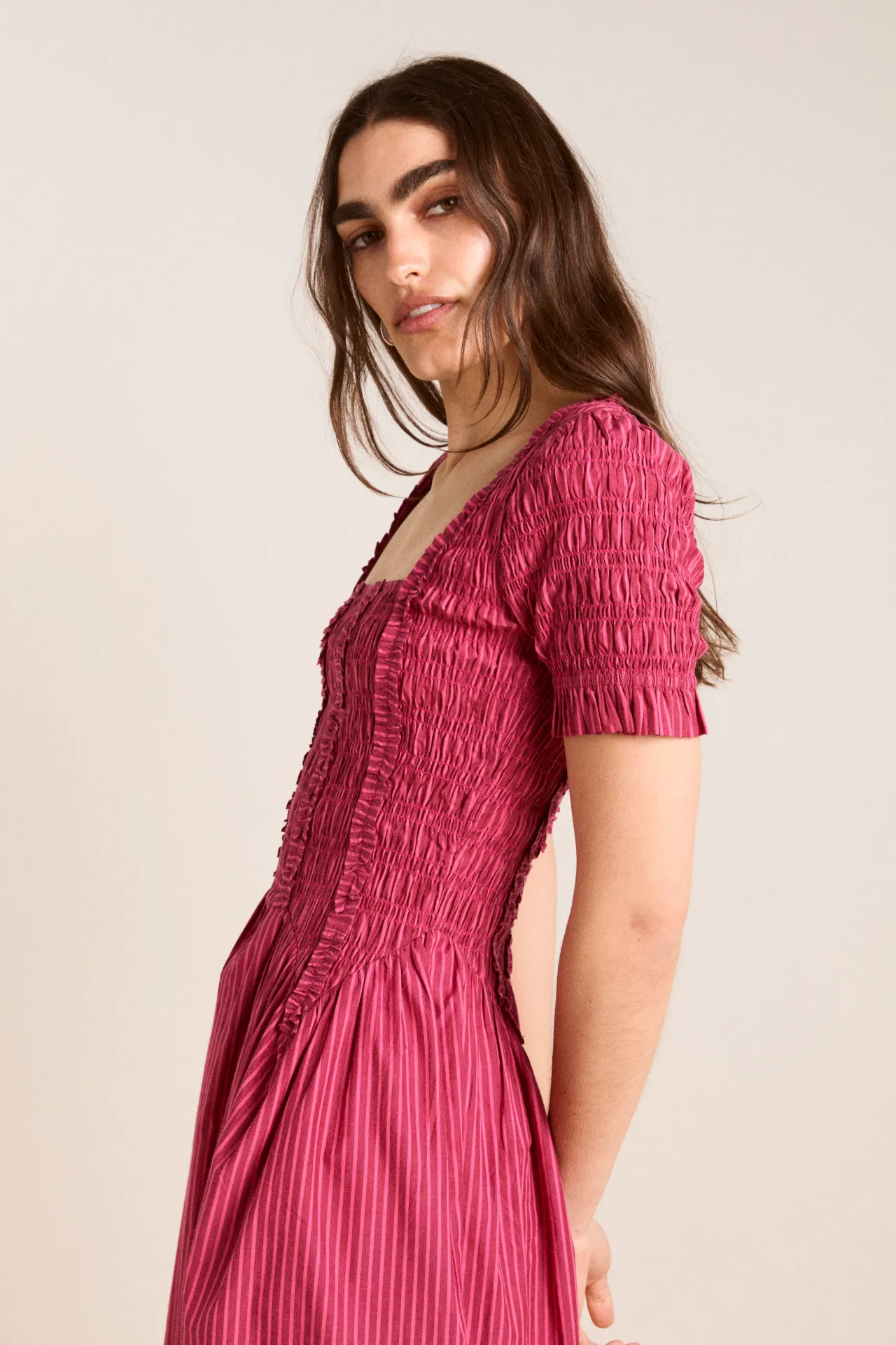 raphaela ruffle midi dress - berry business sold by Damson Madder product image thumbnail 5
