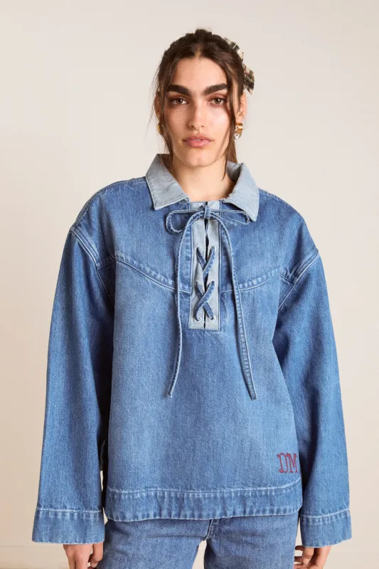 scarlett rugby shirt - bayou wash sold by Damson Madder