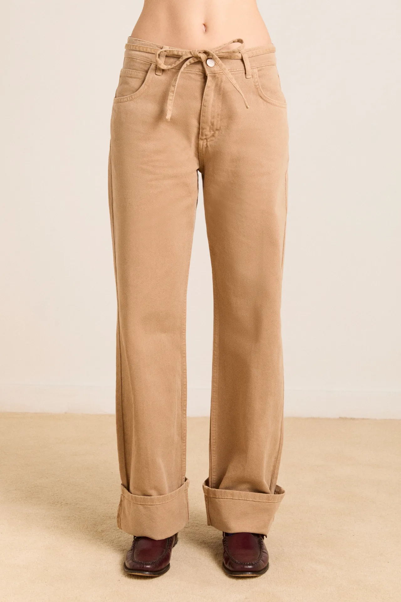 sylvie jeans - tan sold by Damson Madder