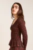 suri shirred sheer blouse - burgundy spot sold by Damson Madder