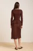 suri shirred sheer blouse - burgundy spot sold by Damson Madder