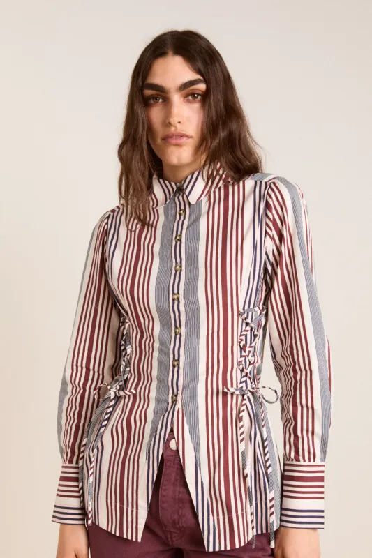 jilla shirt - multi business stripe sold by Damson Madder