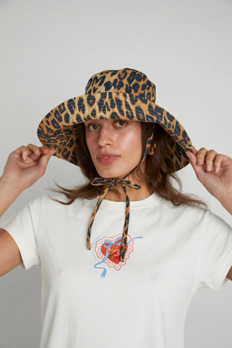leopard print sunhat sold by Damson Madder product image thumbnail 3