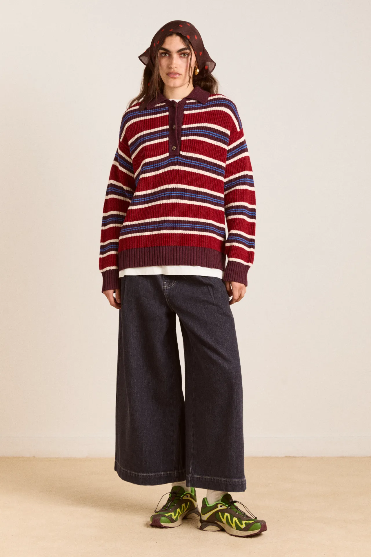 soft denim pleated marj culottes sold by Damson Madder