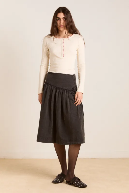 fia volume knee length skirt - carbon sold by Damson Madder