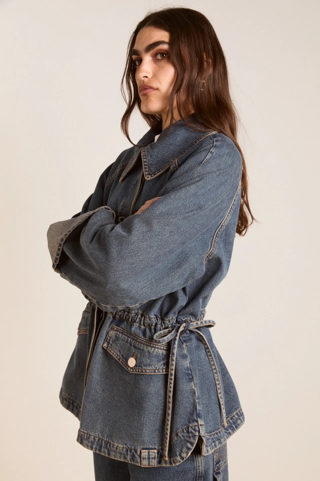 emilie workwear jacket - vintage wash sold by Damson Madder product image thumbnail 5
