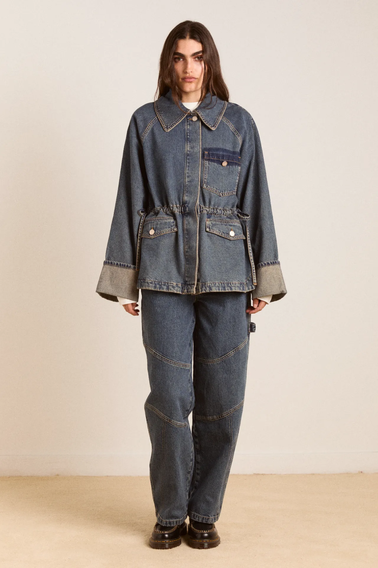 emilie workwear jacket - vintage wash sold by Damson Madder