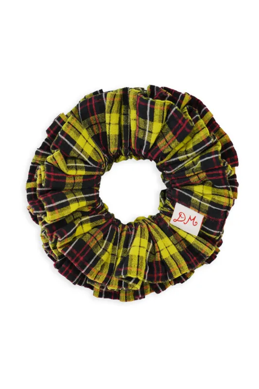 garter scrunchie - yellow tartan sold by Damson Madder