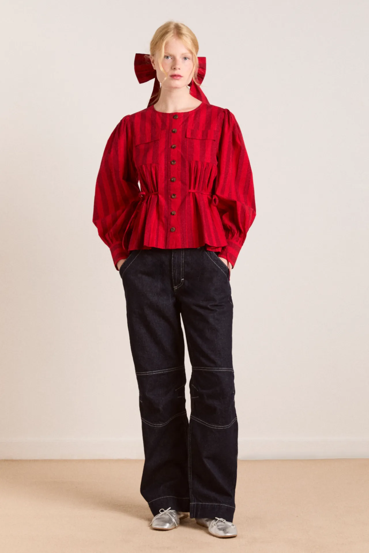 charlize blouse - red stripe sold by Damson Madder product image thumbnail 2