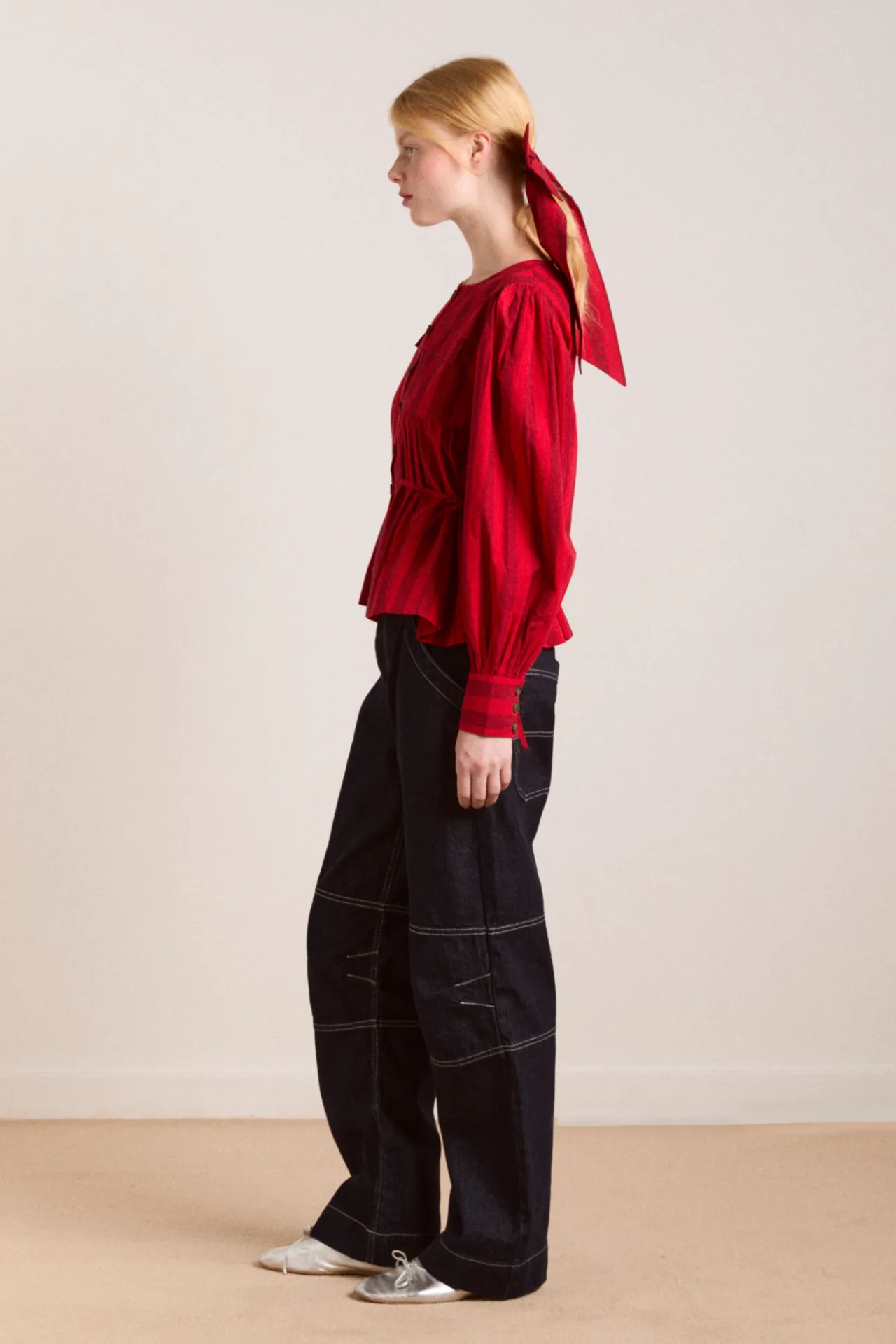 charlize blouse - red stripe sold by Damson Madder product image thumbnail 4