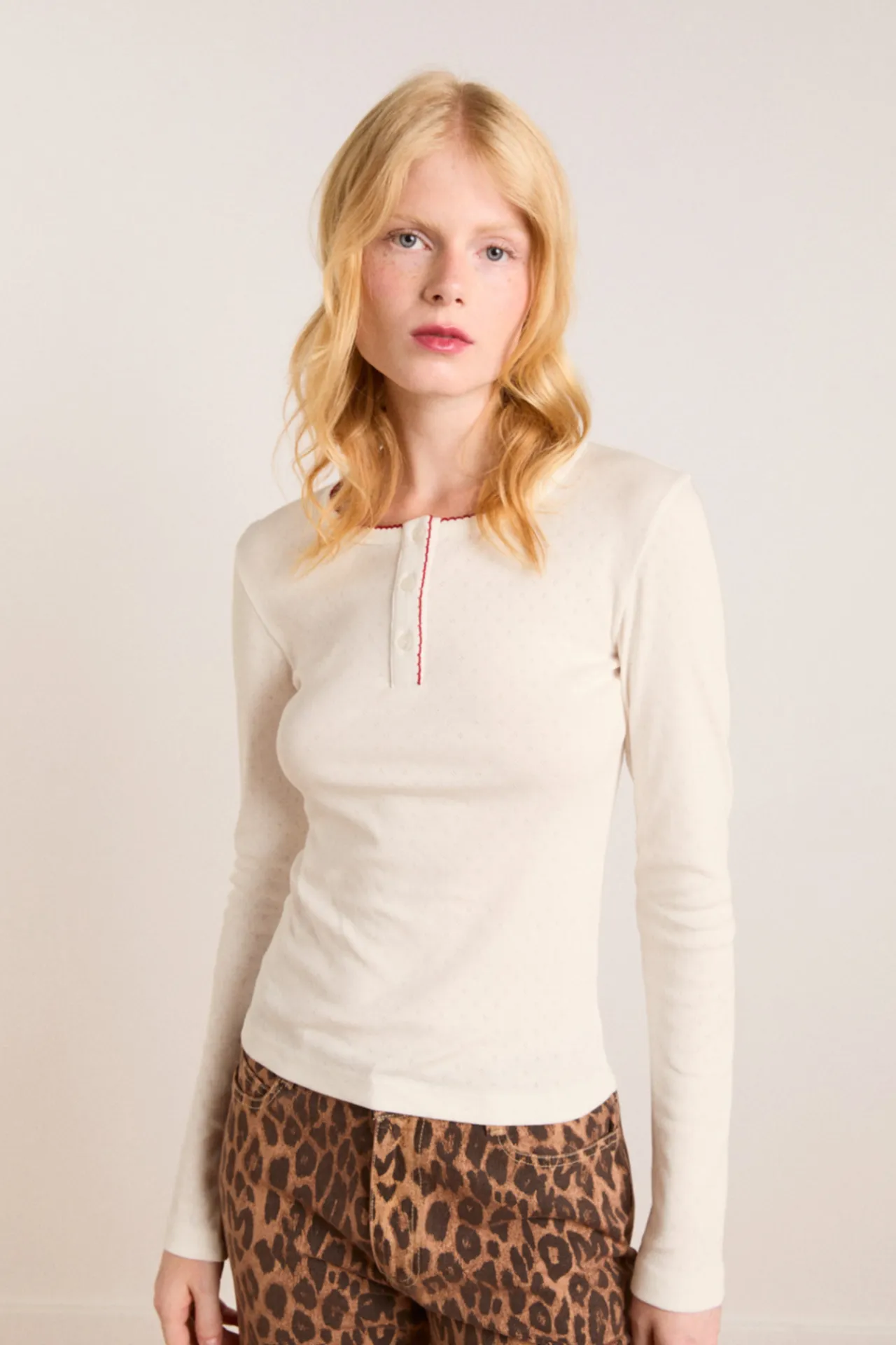 hester henley top - off white sold by Damson Madder