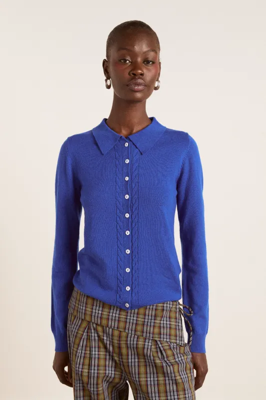 voula wool and cashmere blend cardigan - blue sold by Damson Madder