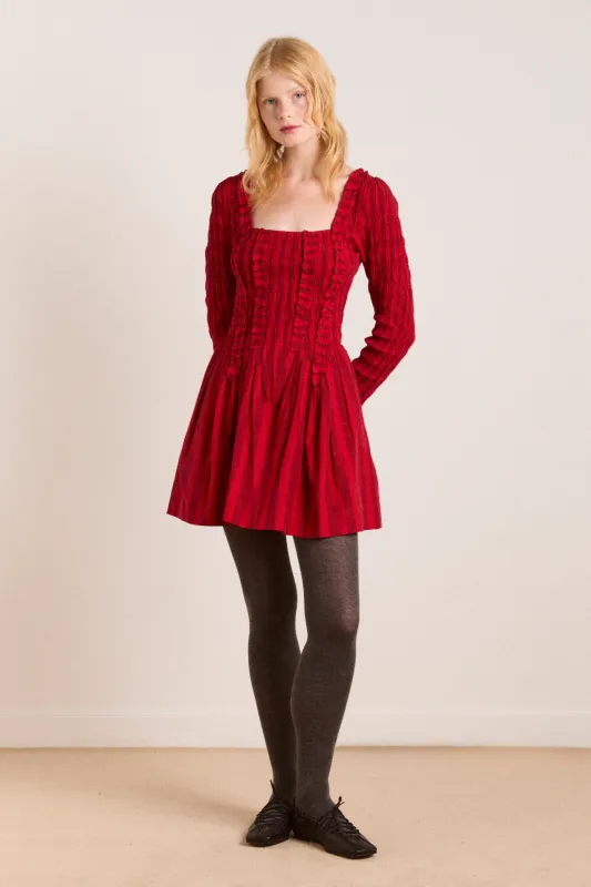 raphaela mini dress - red stripe sold by Damson Madder