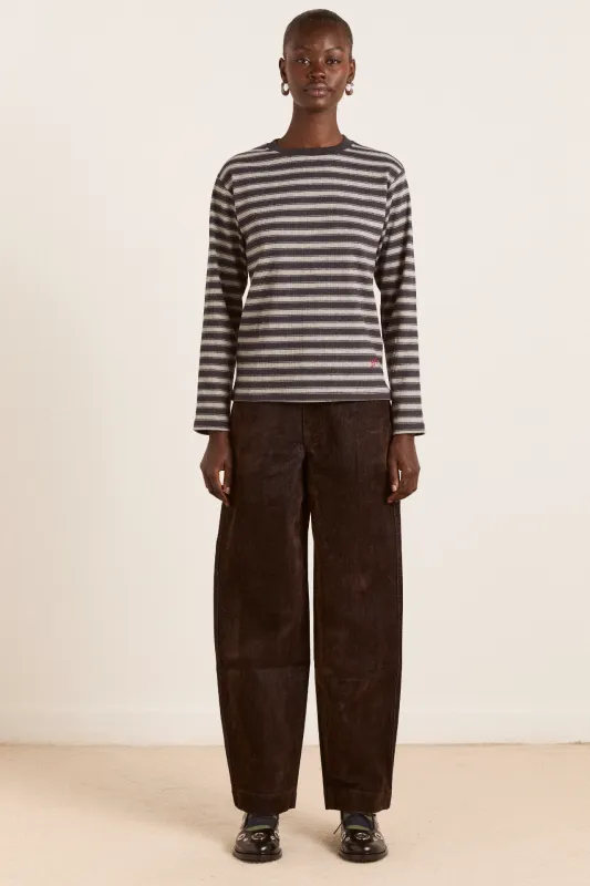 drew flocked denim jeans - chocolate brown sold by Damson Madder